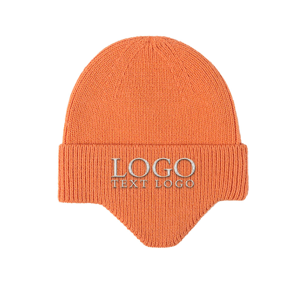 Ear Protection Beanie Orange with Logo