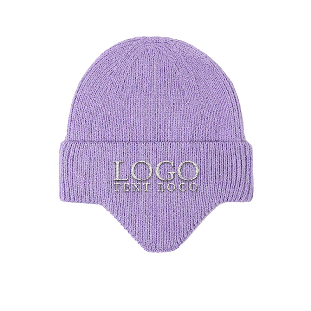 Ear Protection Beanie Purple with Logo