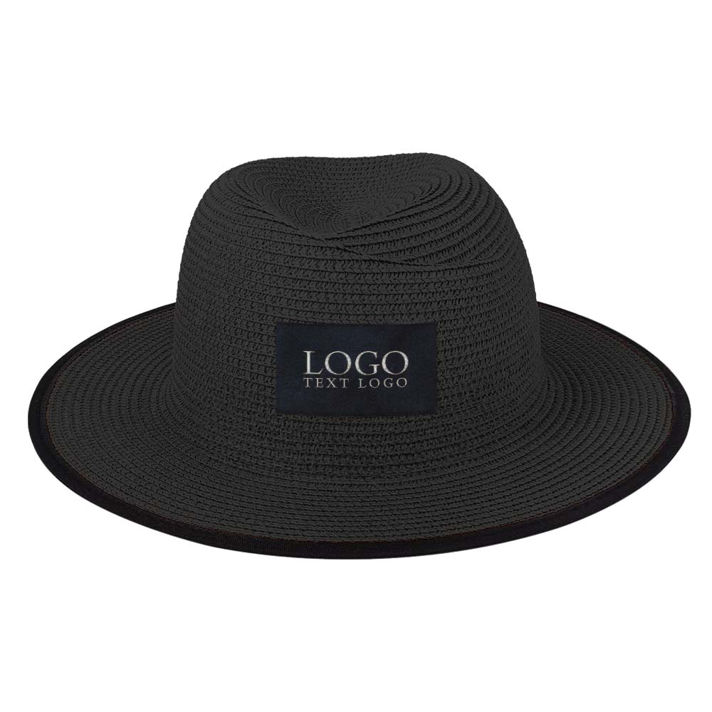 Cowboy Straw Hat Black with Logo