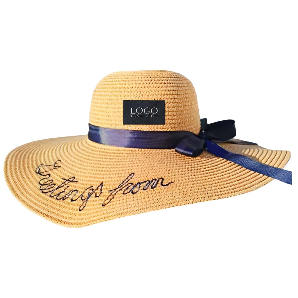 Embroidered Straw Hat Camel with Logo