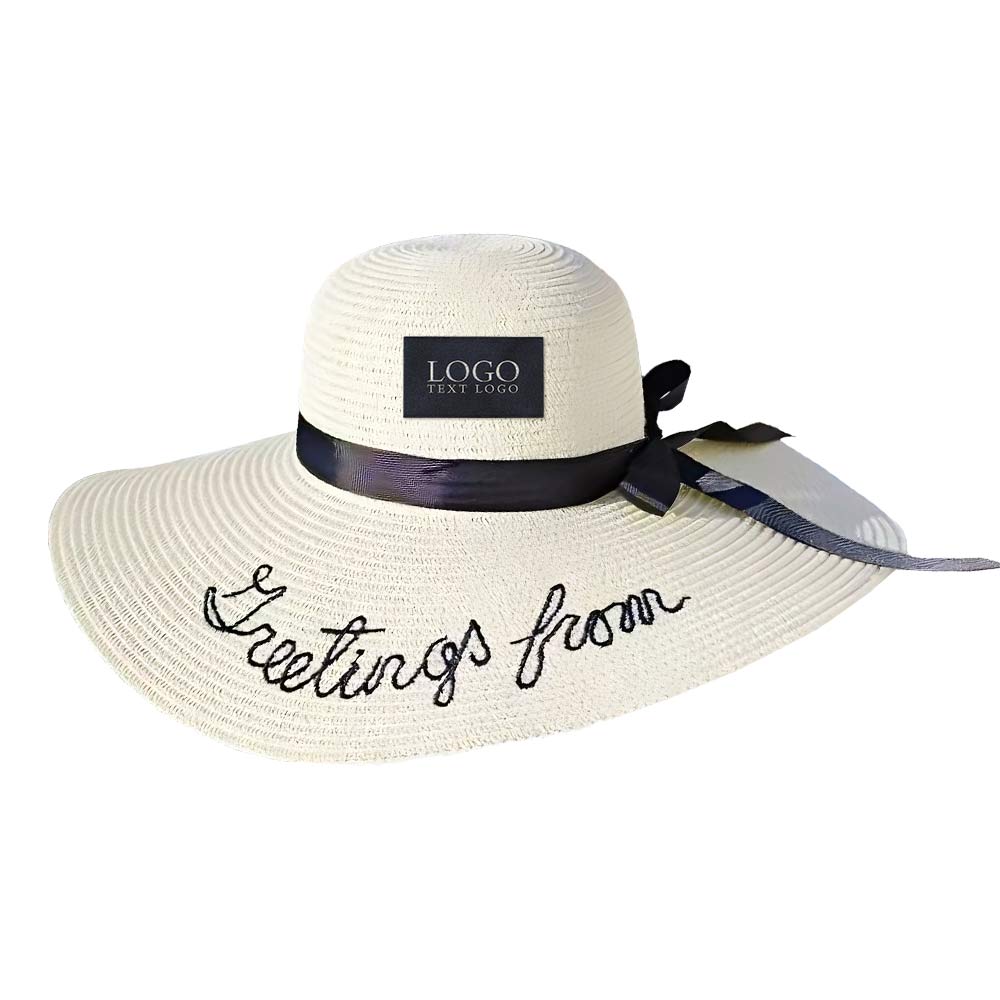 Embroidered Straw Hat White with Logo