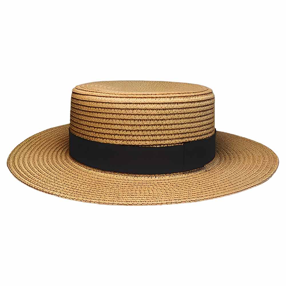 Gold Thread Straw Sun Hat Camel