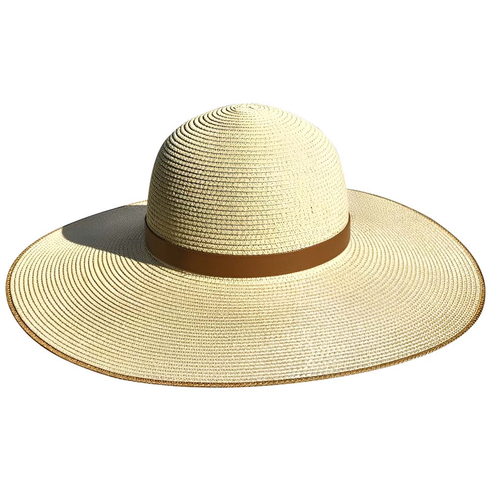 Leather Band Straw Hat Beige