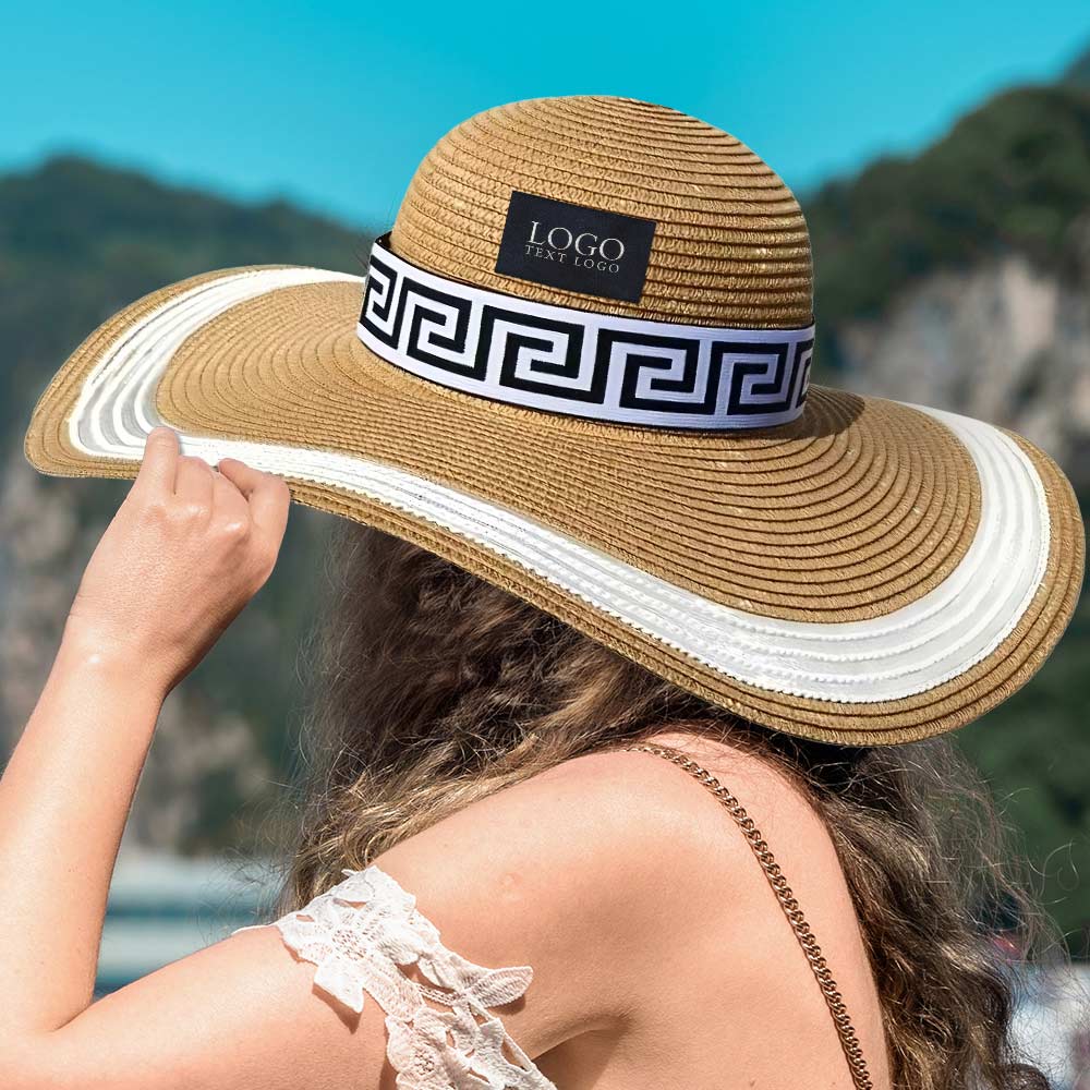 Personalized Mesh Wide-Brim Straw Hat