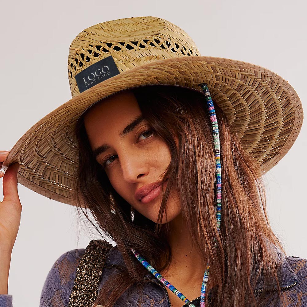 Personalized Printed Patch Wide Brim Straw Hat