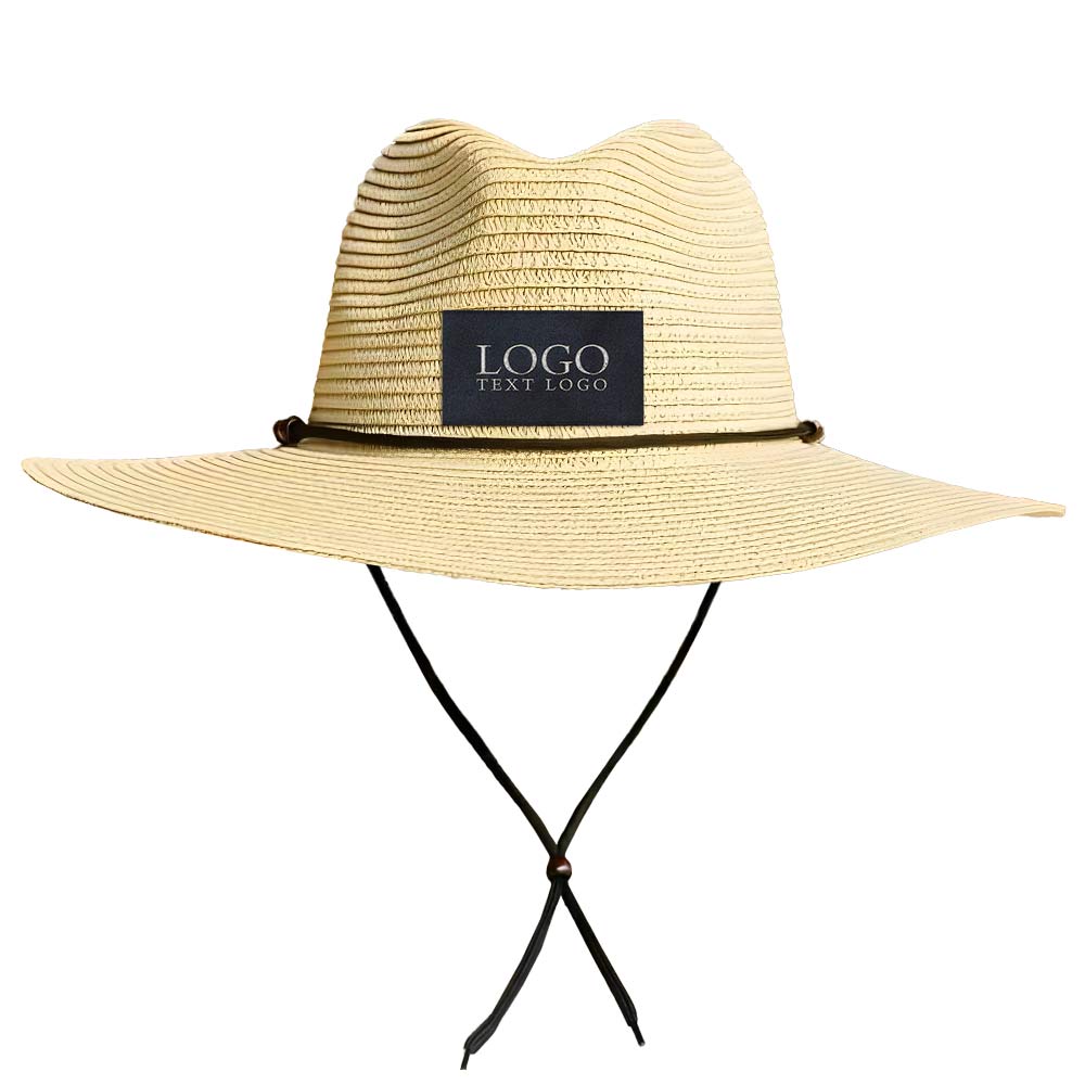Wood Bead Cowboy Hat Beige with Logo