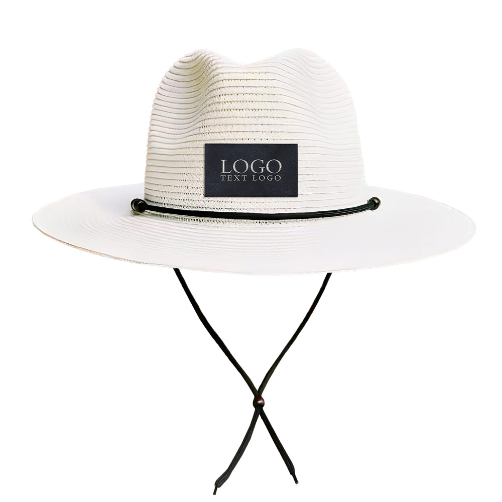 Wood Bead Cowboy Hat White with Logo