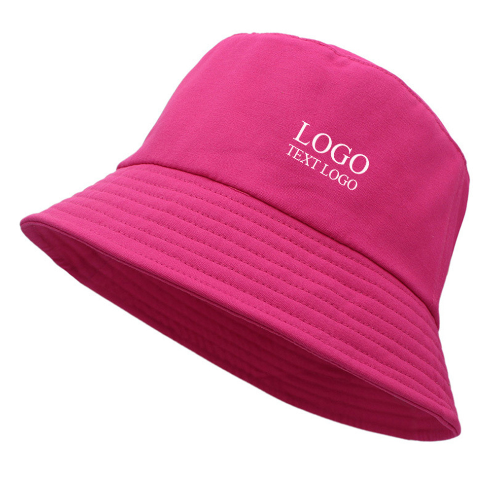 Casual cotton sun protection customizable logo bucket hat Azalea Pink with logo