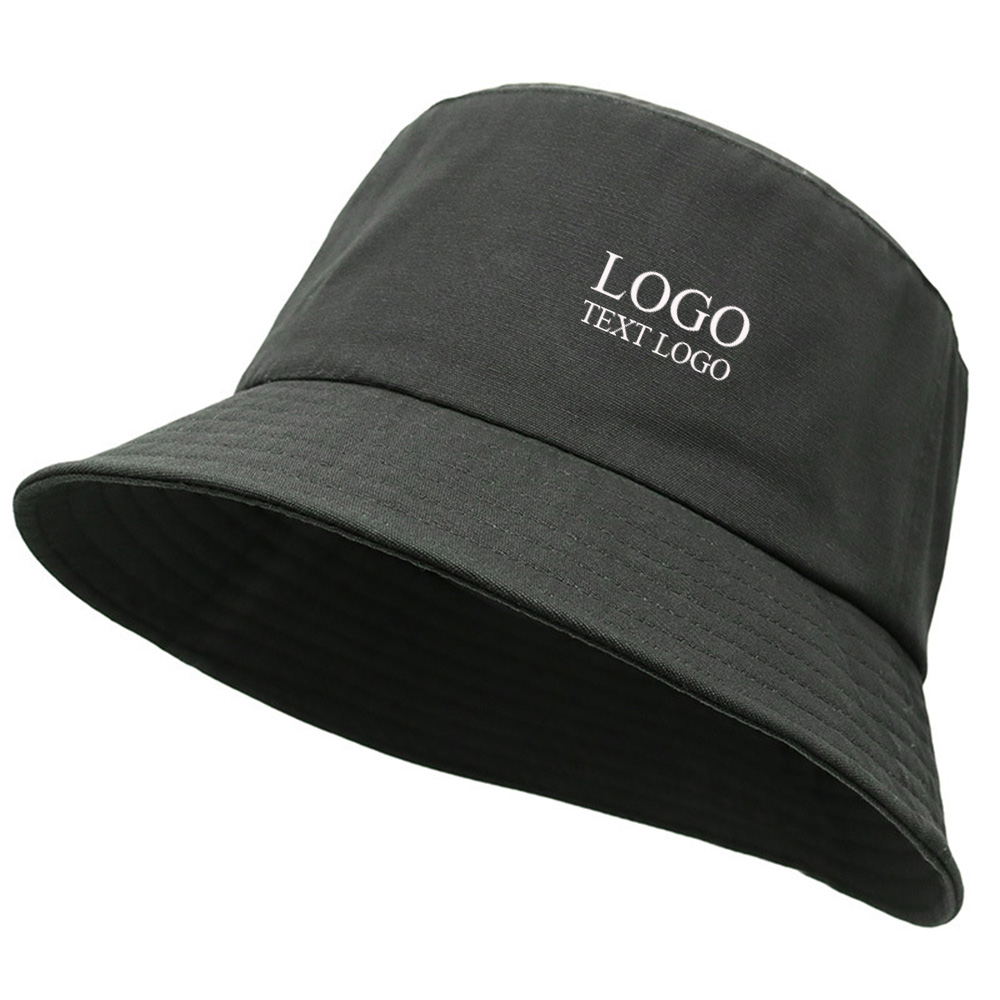 Casual cotton sun protection customizable logo bucket hat Black With logo