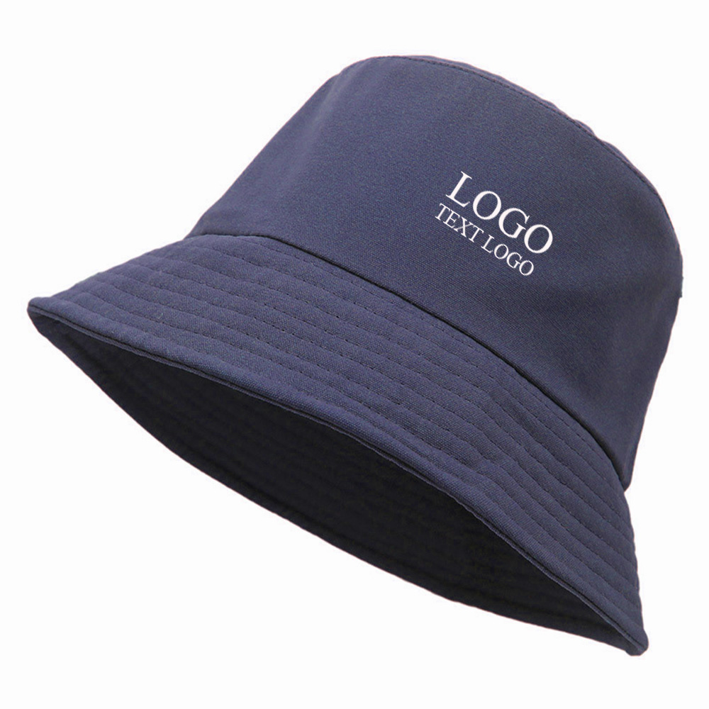 Casual cotton sun protection customizable logo bucket hat Dark Blue with logo