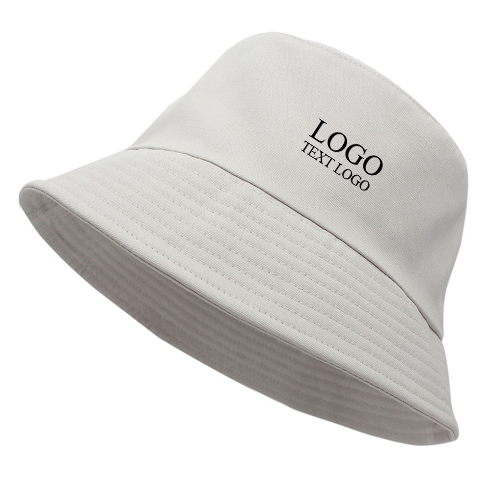 Casual cotton sun protection customizable logo bucket hat Off-white with logo