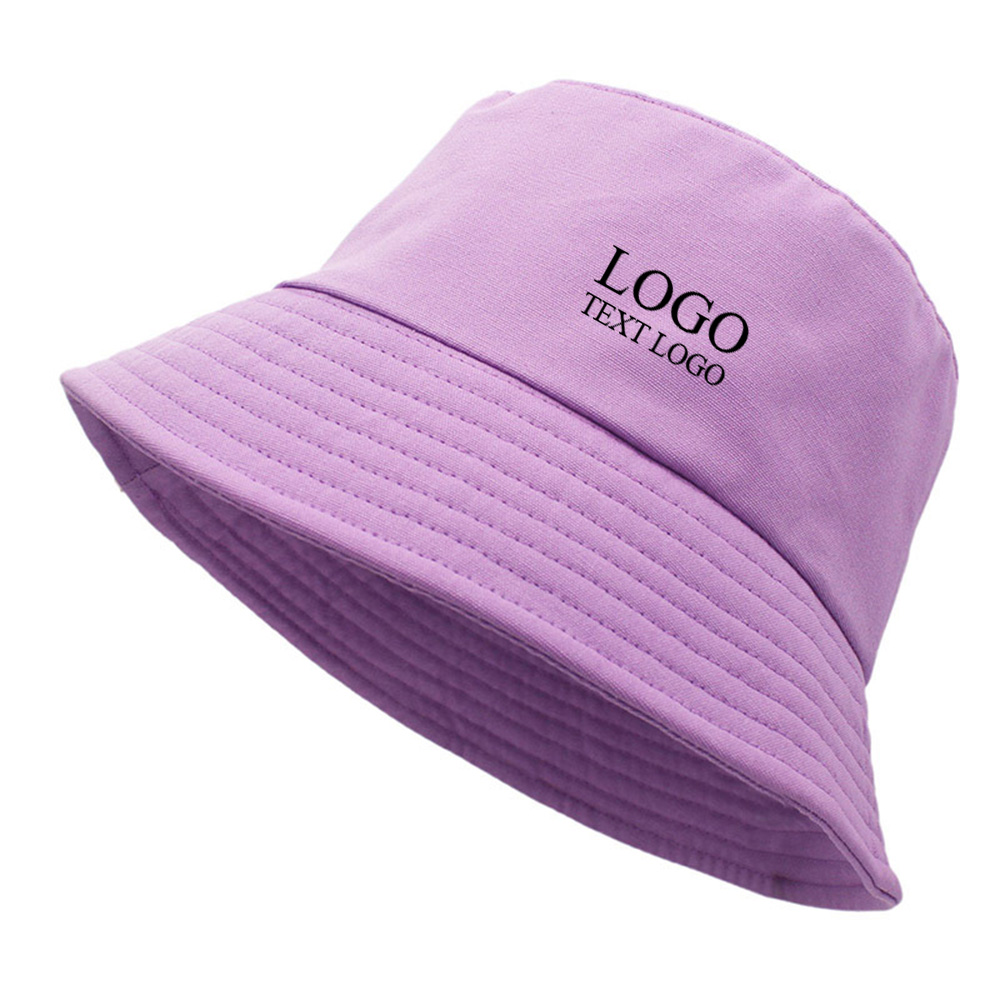 Casual cotton sun protection customizable logo bucket hat Taro Purple With logo