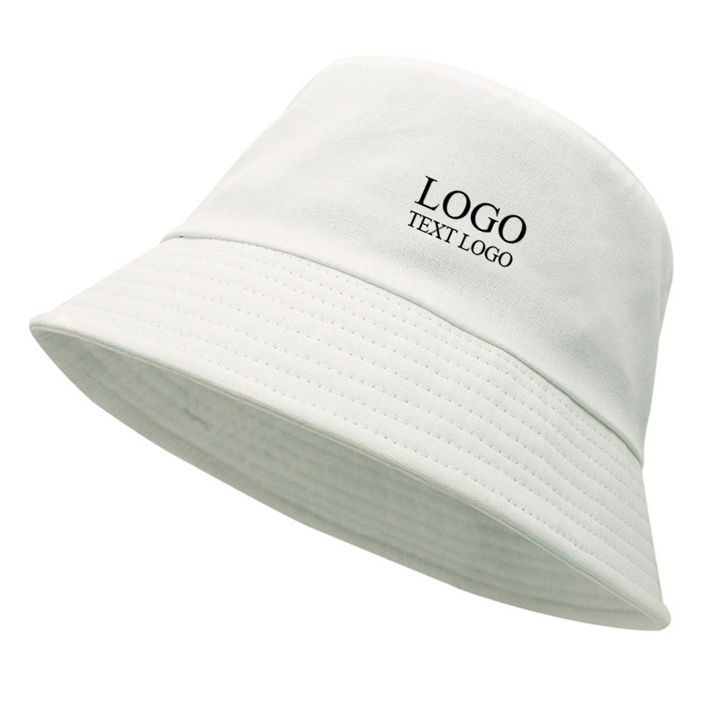Casual cotton sun protection customizable logo bucket hat White with logo