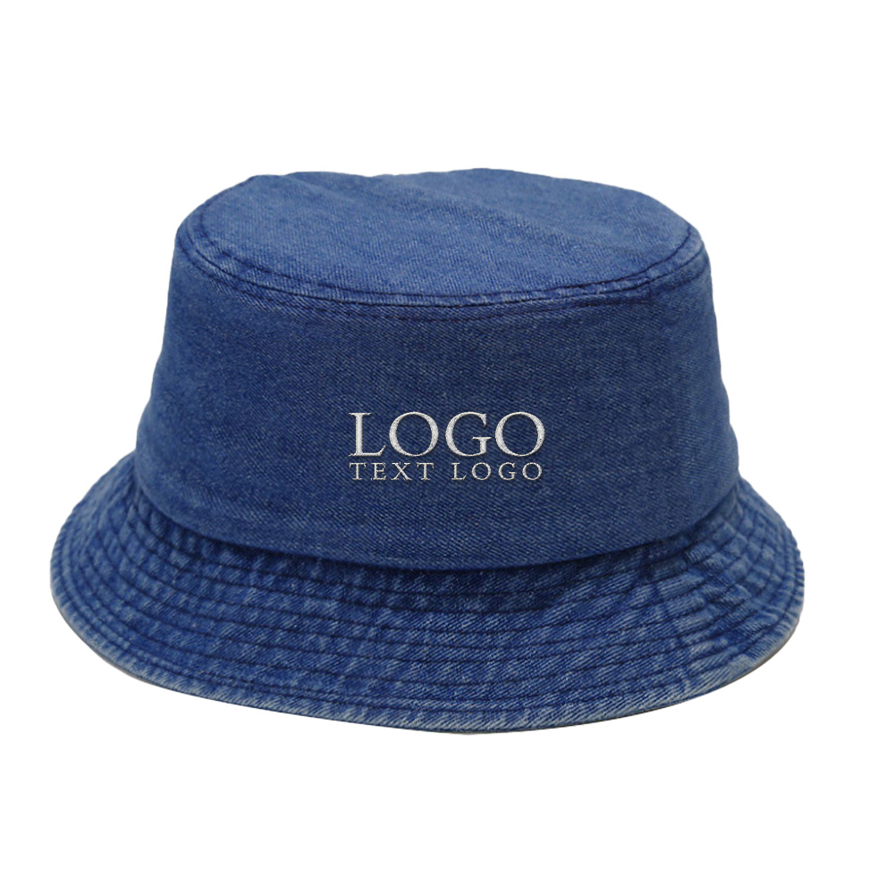 Custom Embroidered Vintage Sun Hats Blue With logo