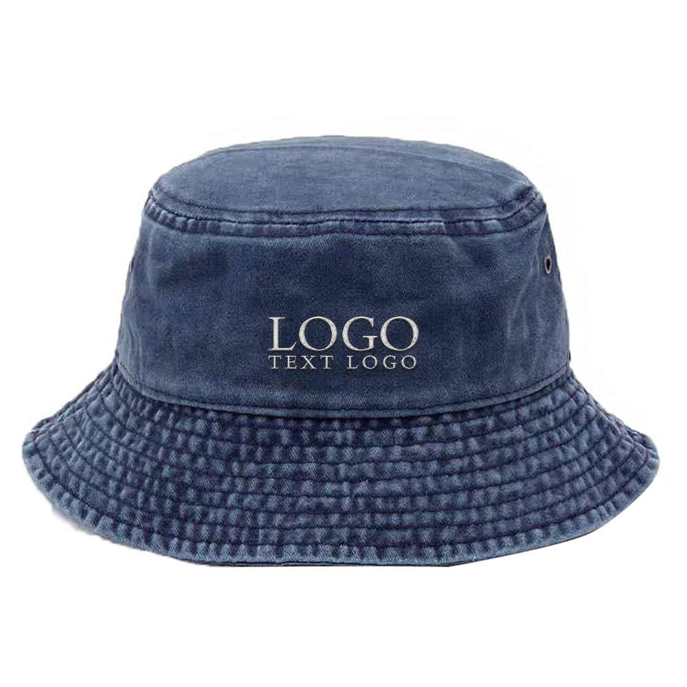 Custom Embroidered Vintage Sun Hats Dark Blue with logo