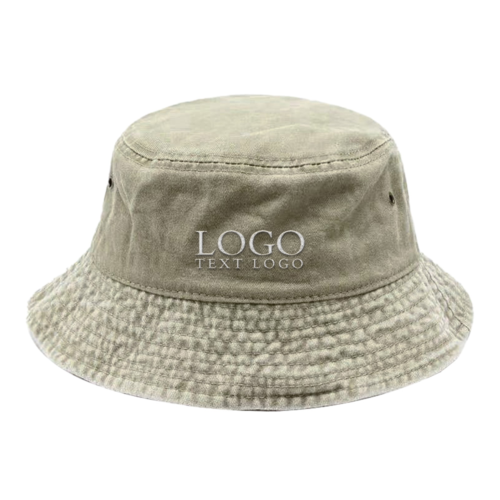 Custom Embroidered Vintage Sun Hats Dark Khaki with logo