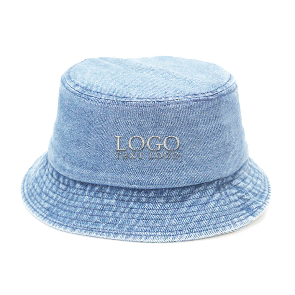 Custom Embroidered Vintage Sun Hats Light Blue with logo