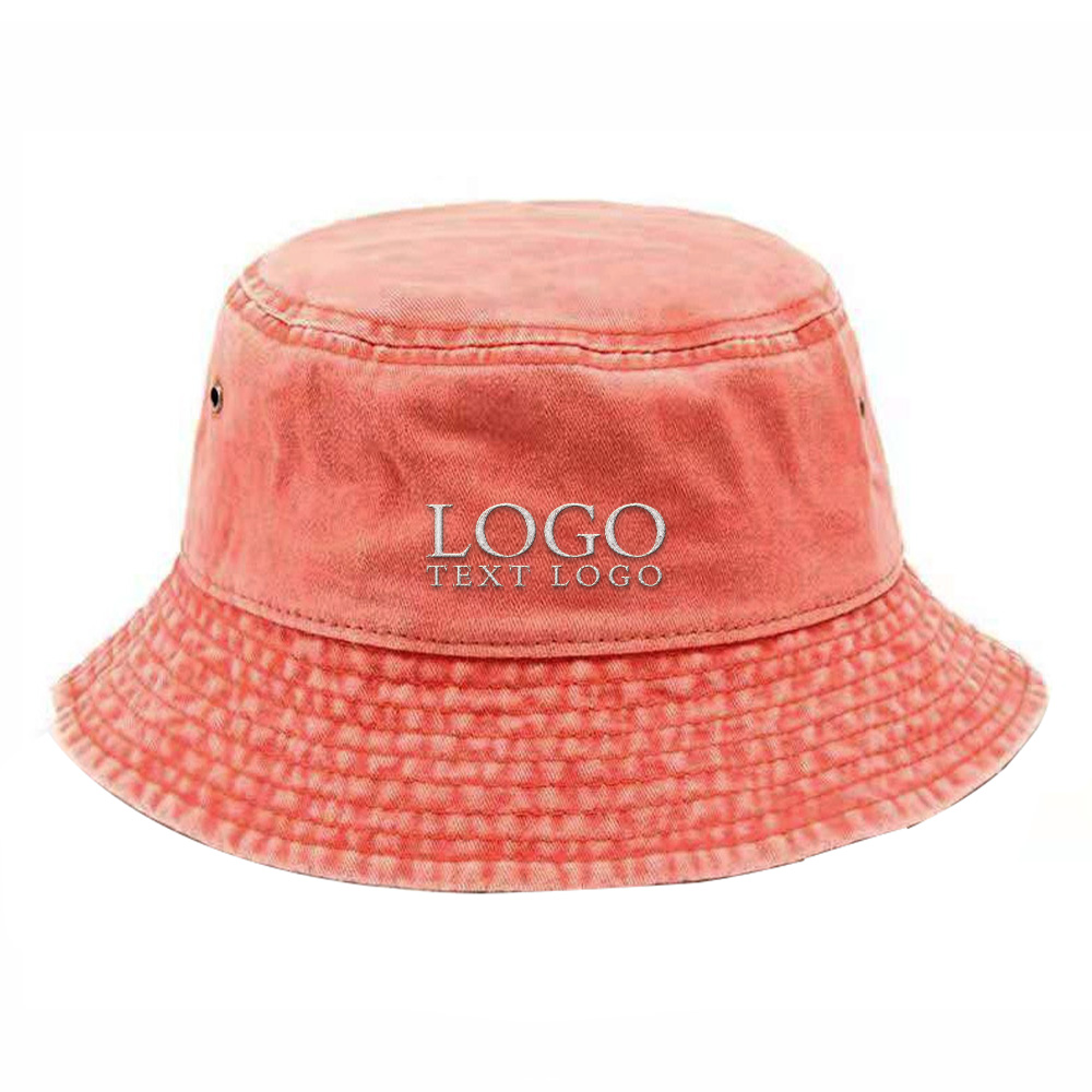 Custom Embroidered Vintage Sun Hats Orange with logo