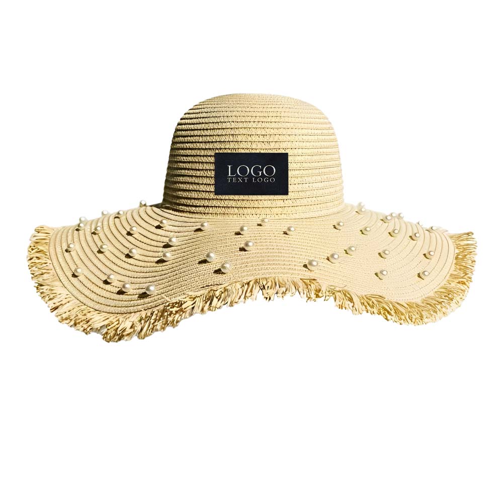 Pearl Straw Hat Beige with Logo