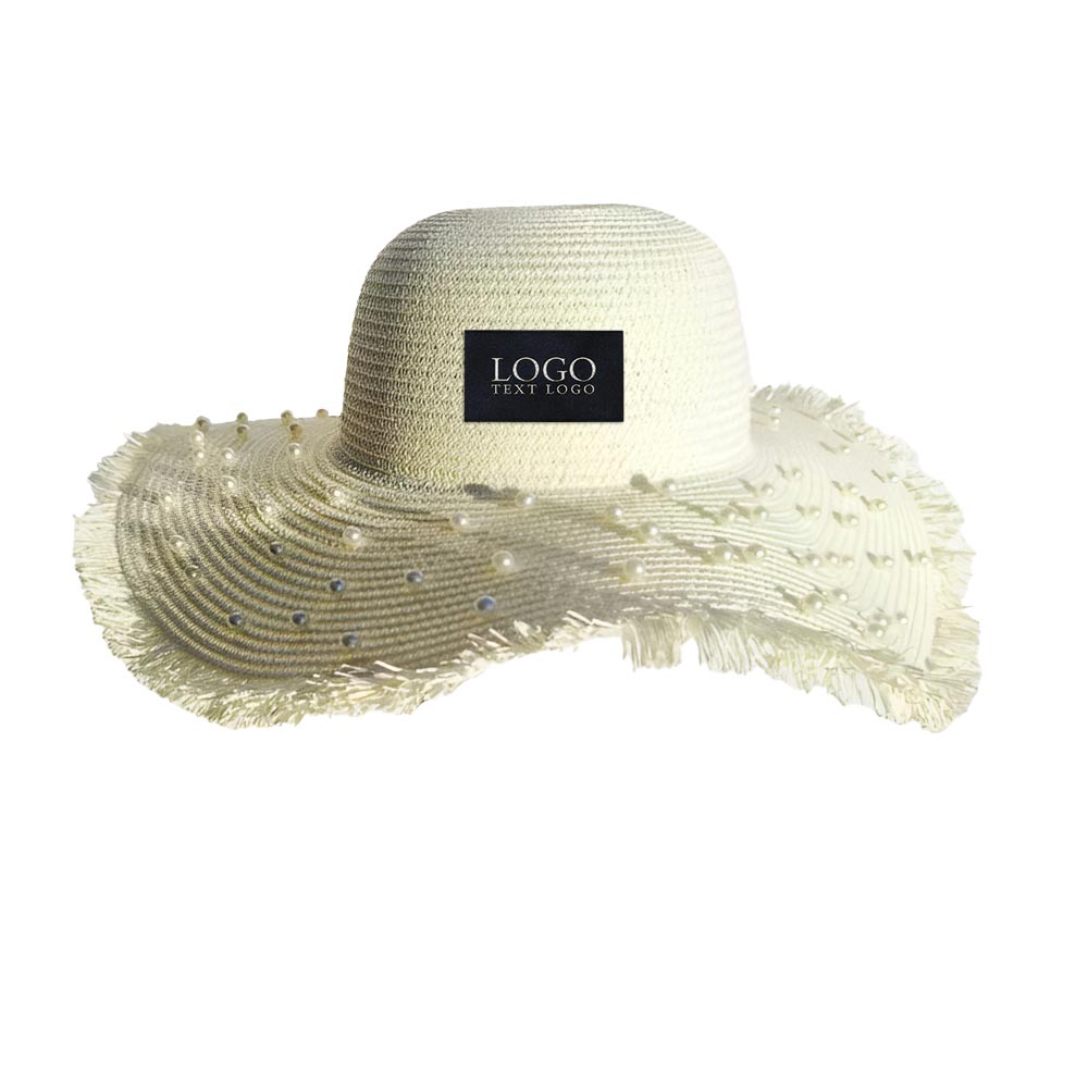 Pearl Straw Hat White with Logo