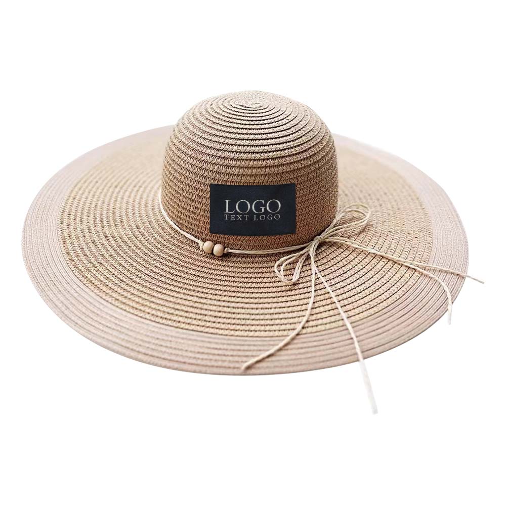 Wood Bead Straw Hat Camel with Logo