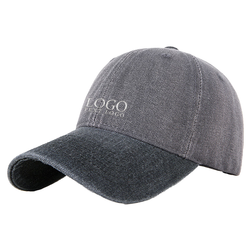 Distressed Vintage Baseball Hat Gray with Logo