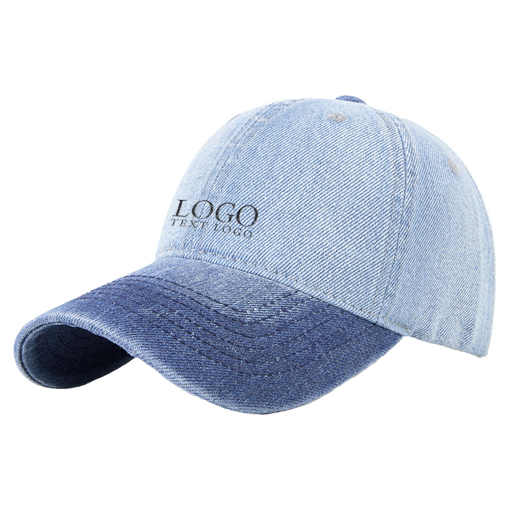 Distressed Vintage Baseball Hat Light Blue with Logo