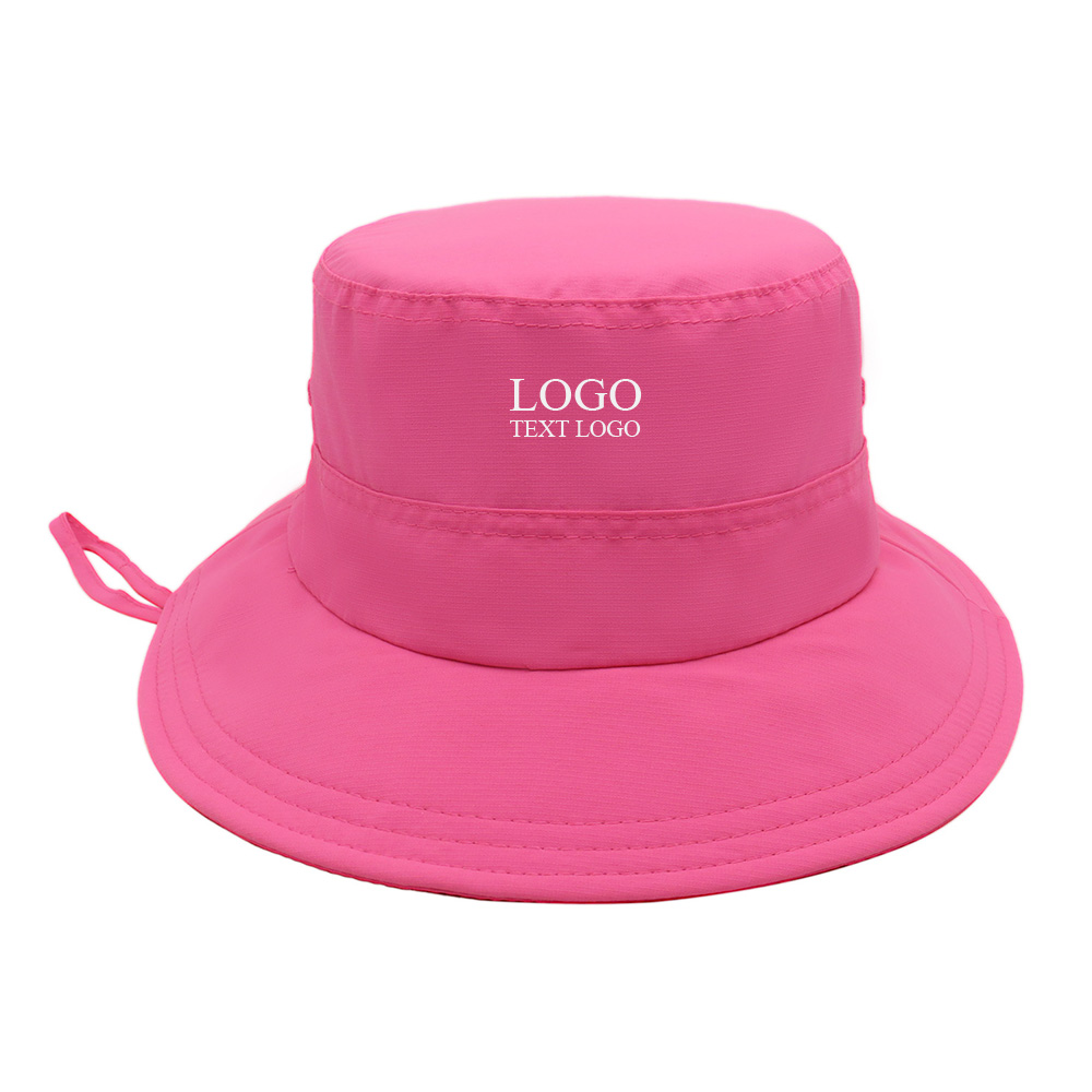 Foldable Breathable Water - repellent Custom Logo Bucket Hat Azalea Pink with logo