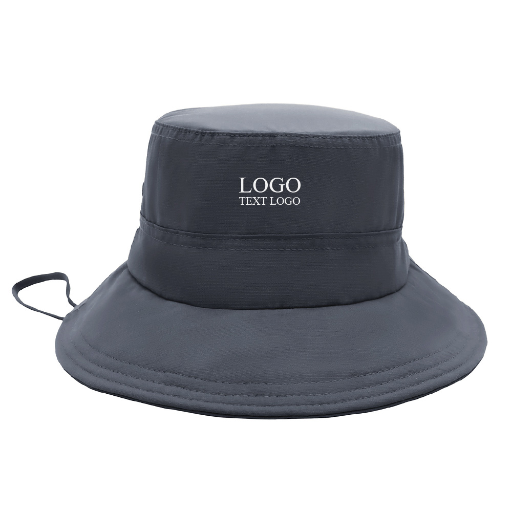 Foldable Breathable Water - repellent Custom Logo Bucket Hat Fog Gray with logo