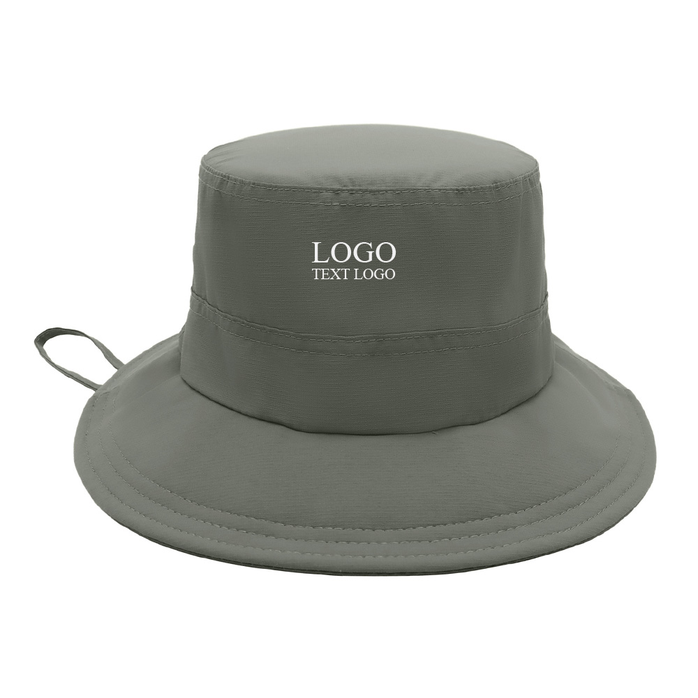 Foldable Breathable Water - repellent Custom Logo Bucket Hat Vetiver Gray with logo