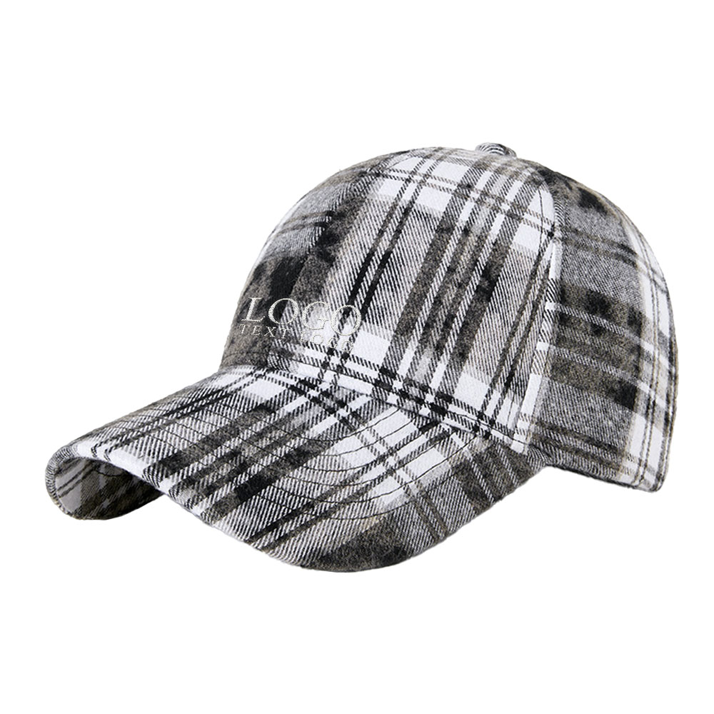 Hard-Top Plaid Vintage Baseball Hat Gray with Logo