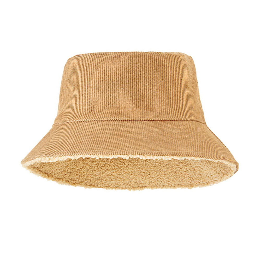 Lamb Wool Reversible Bucket Hat Camel