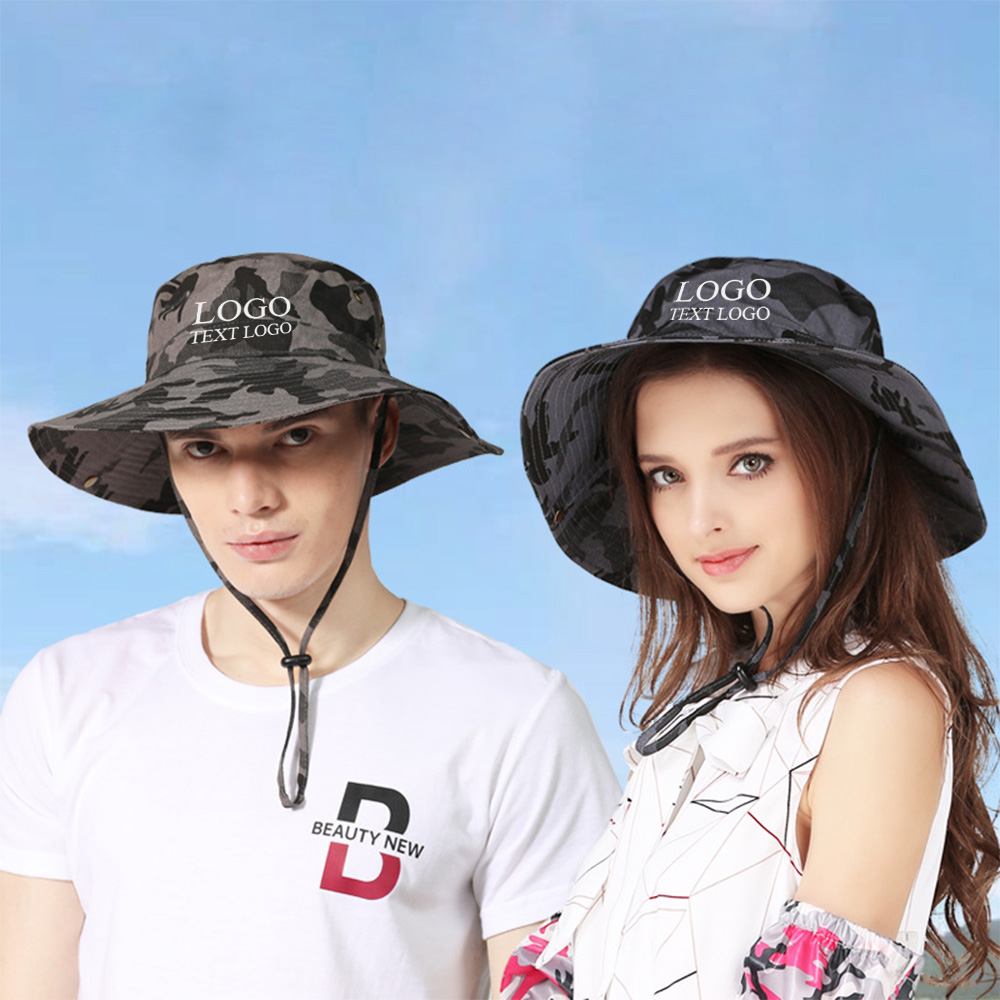 Personalized Tactical Camouflage Large Brim Sun Visor Custom Bucket Hats