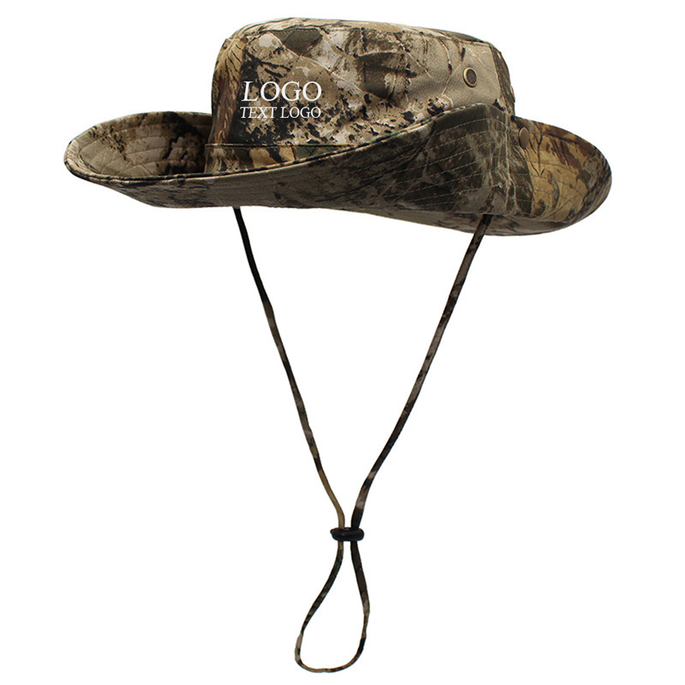 Tactical Camouflage Large Brim Sun Visor Custom Bucket Hats Dead Branch Camouflage with logo