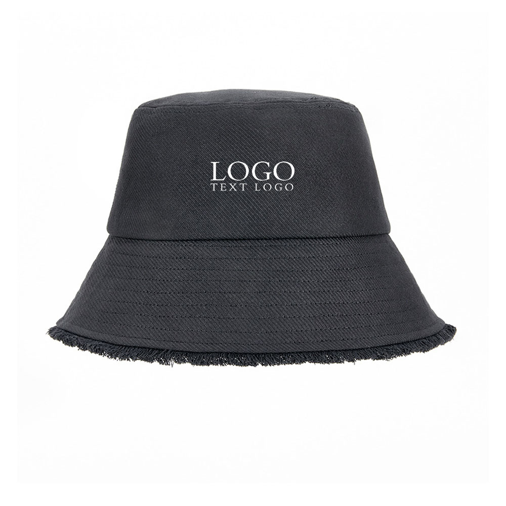 Tassel Bucket Hat Black with Logo