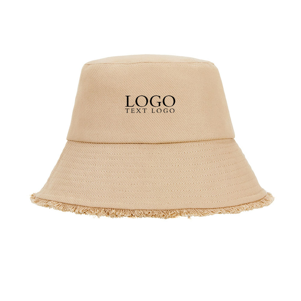 Tassel Bucket Hat Khaki with Logo