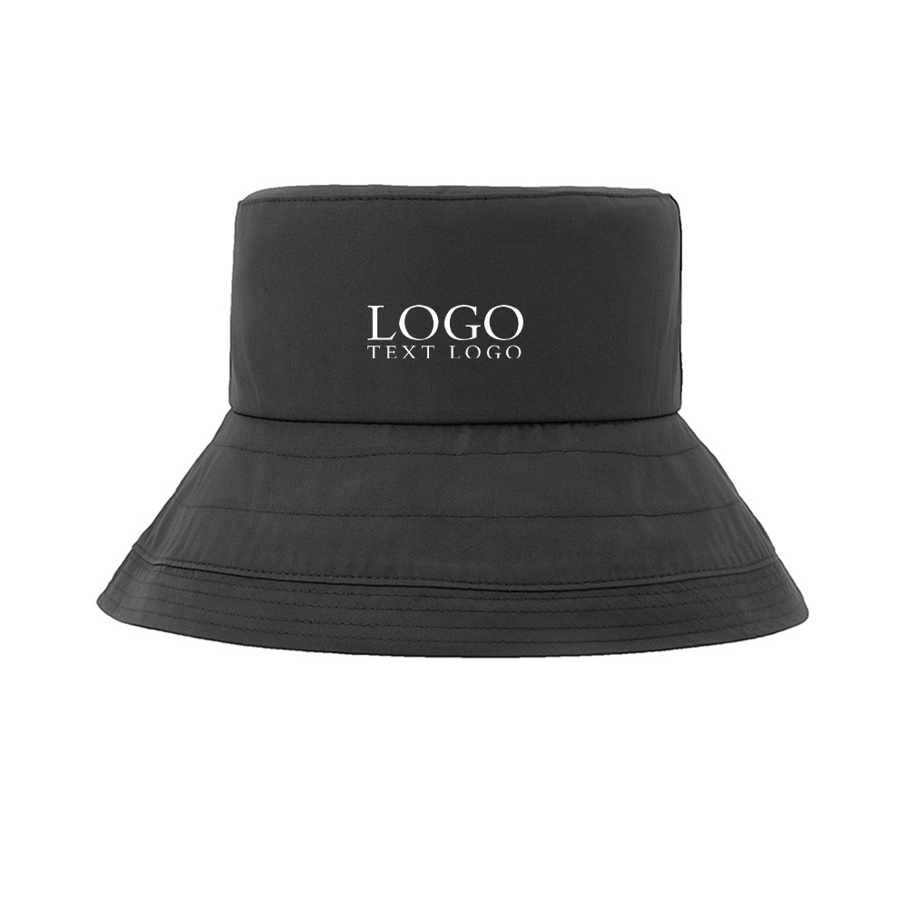 Wide-Brim Sun Protection Bucket Hat Black with Logo