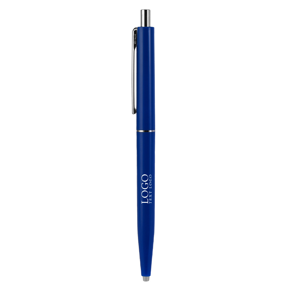 Colorful Glossy Metal Click Ballpoint Pen- Free Design blue with logo