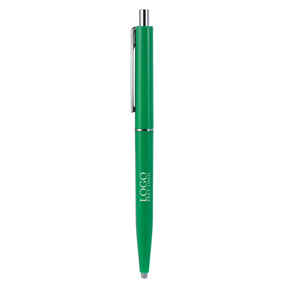 Colorful Glossy Metal Click Ballpoint Pen- Free Design green with logo