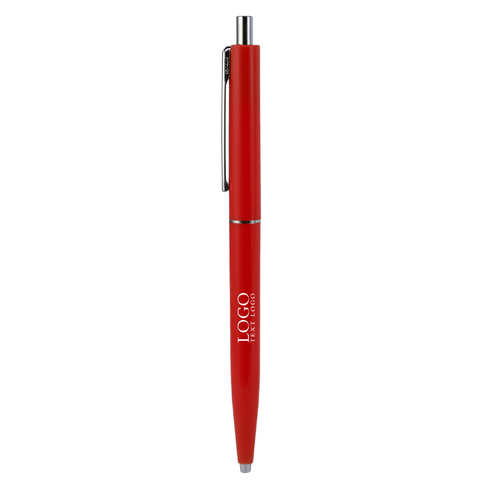Colorful Glossy Metal Click Ballpoint Pen- Free Design red with logo