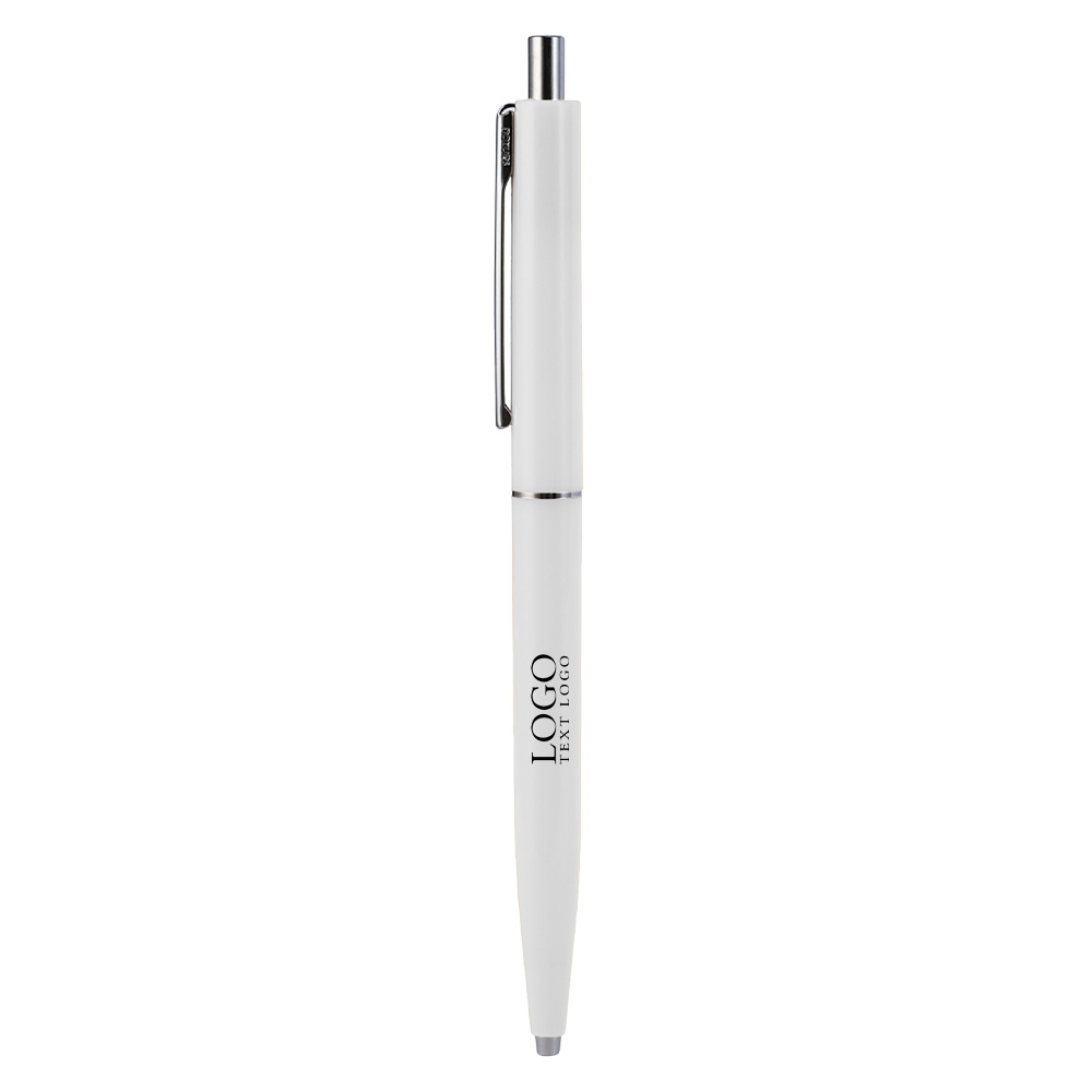 Colorful Glossy Metal Click Ballpoint Pen- Free Design white with logo