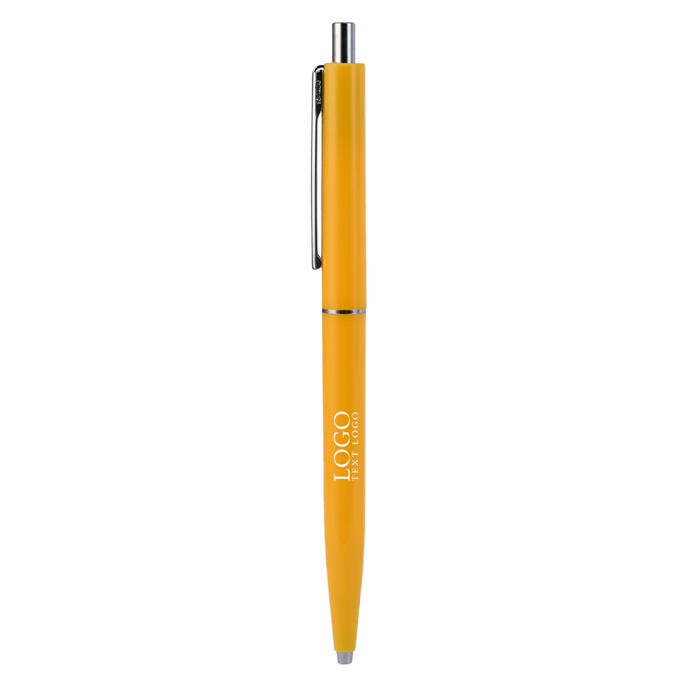 Colorful Glossy Metal Click Ballpoint Pen- Free Design yellow with logo
