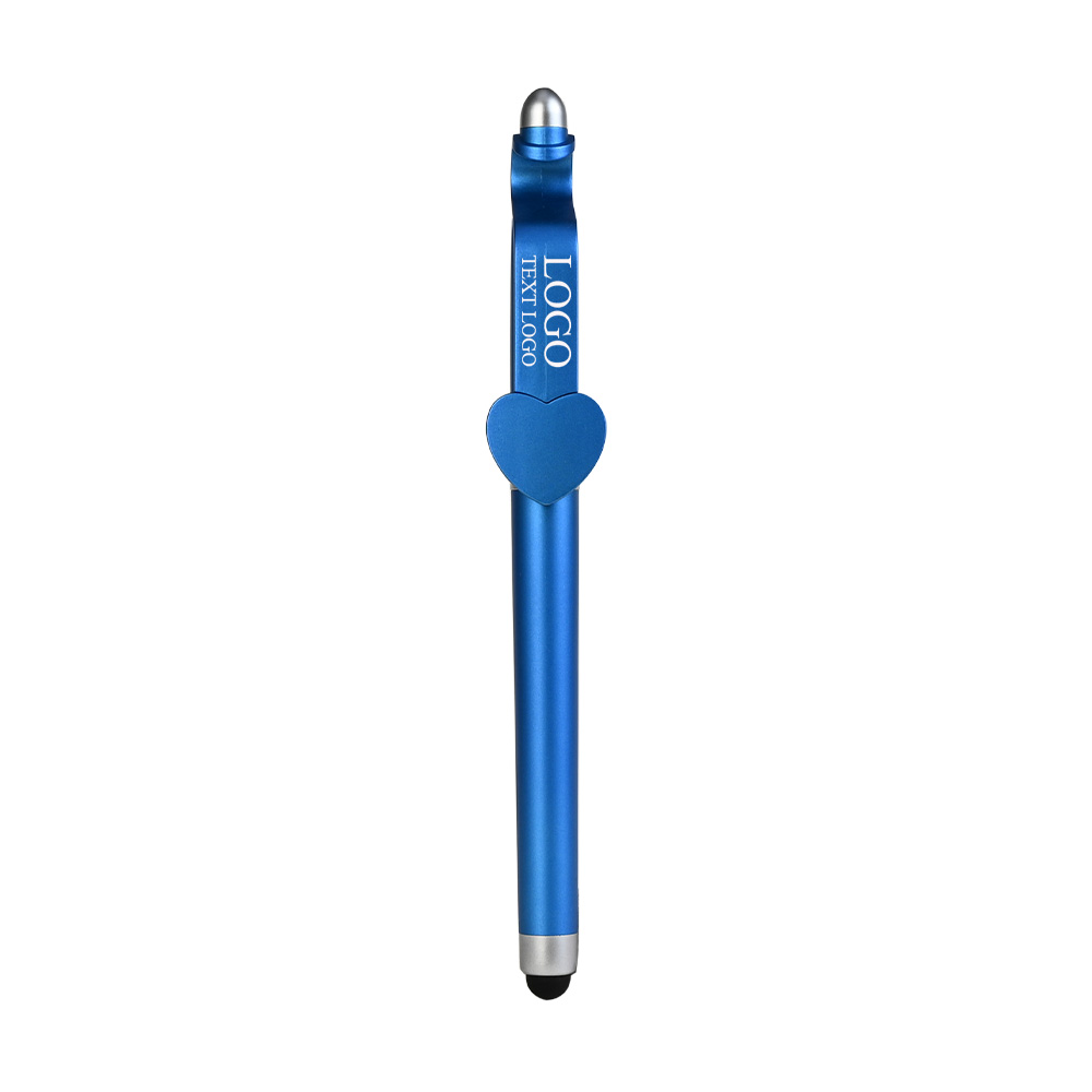 Custom Heart-Shaped Pen Clip Gel Pens Blue with Logo