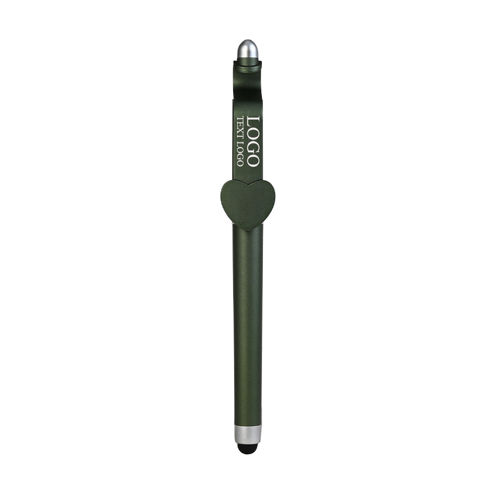 Custom Heart-Shaped Pen Clip Gel Pens Green with Logo