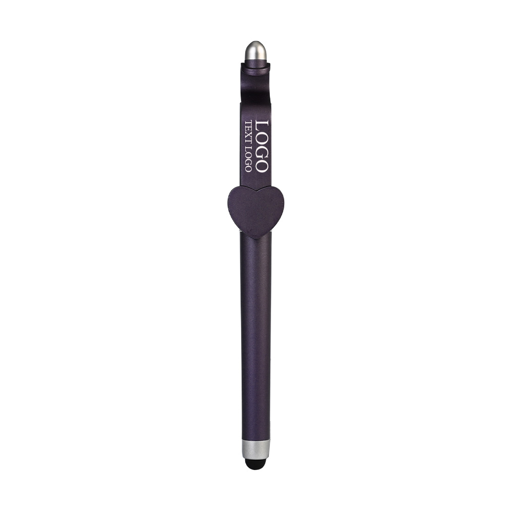 Custom Heart-Shaped Pen Clip Gel Pens Purple with Logo