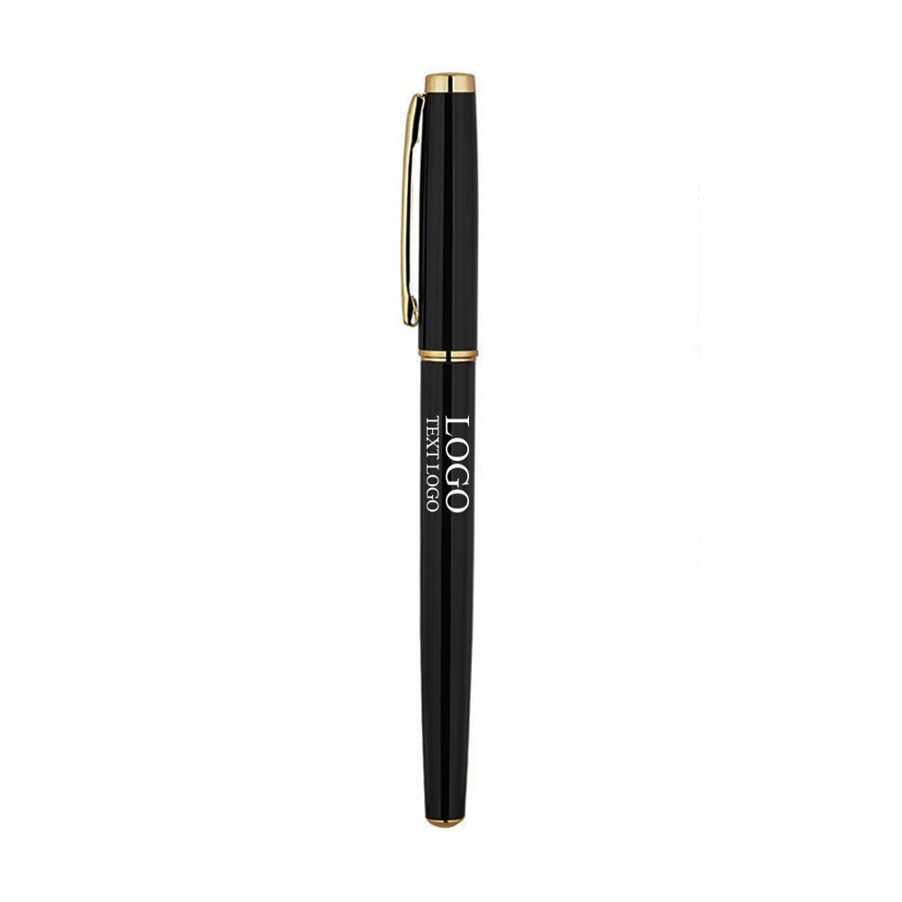 Custom Smooth Writing Gel Pens with Logo Black Gold with Logo