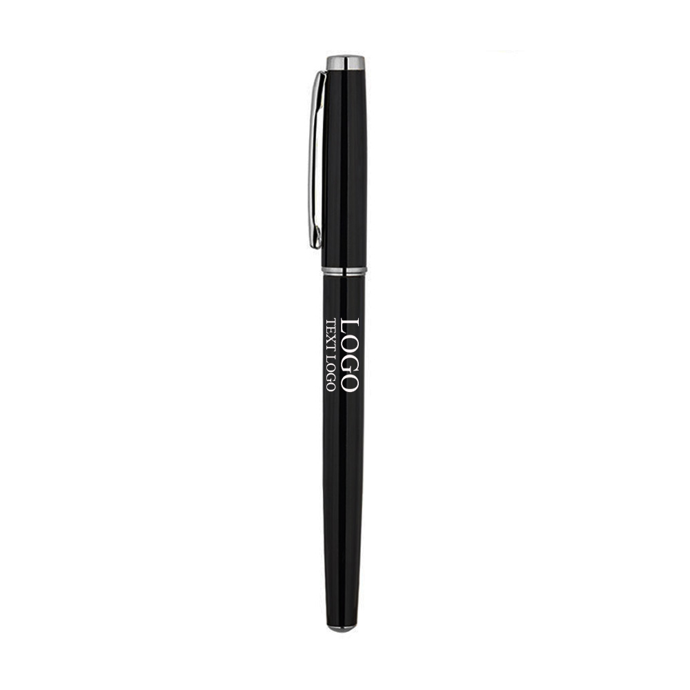 Custom Smooth Writing Gel Pens with Logo Black Silver with Logo