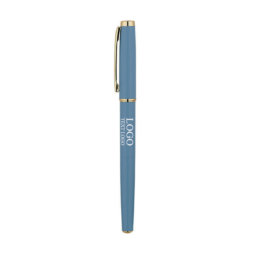Custom Smooth Writing Gel Pens with Logo Blue Gold with Logo