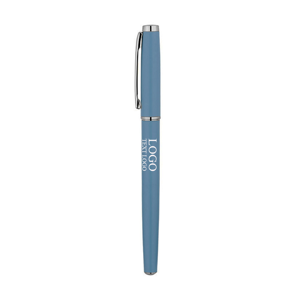 Custom Smooth Writing Gel Pens with Logo Blue Silver with Logo