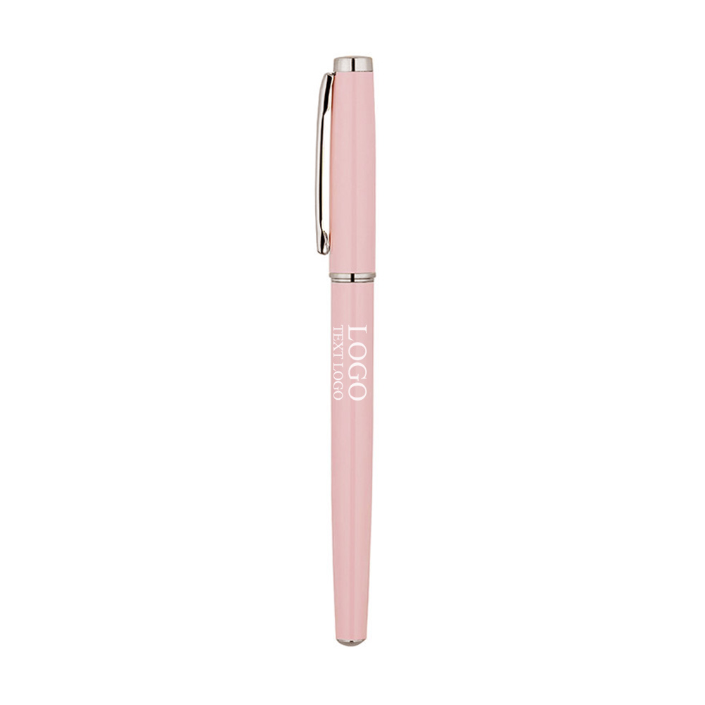 Custom Smooth Writing Gel Pens with Logo Pink Silver with Logo
